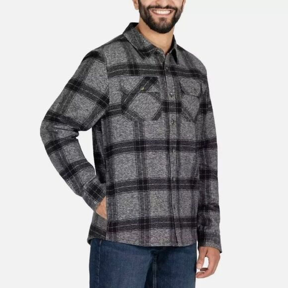Colorado Clothing Shacket Men’s Medium Gray Black Plaid Flannel Shirt Jacket - Picture 2 of 12
